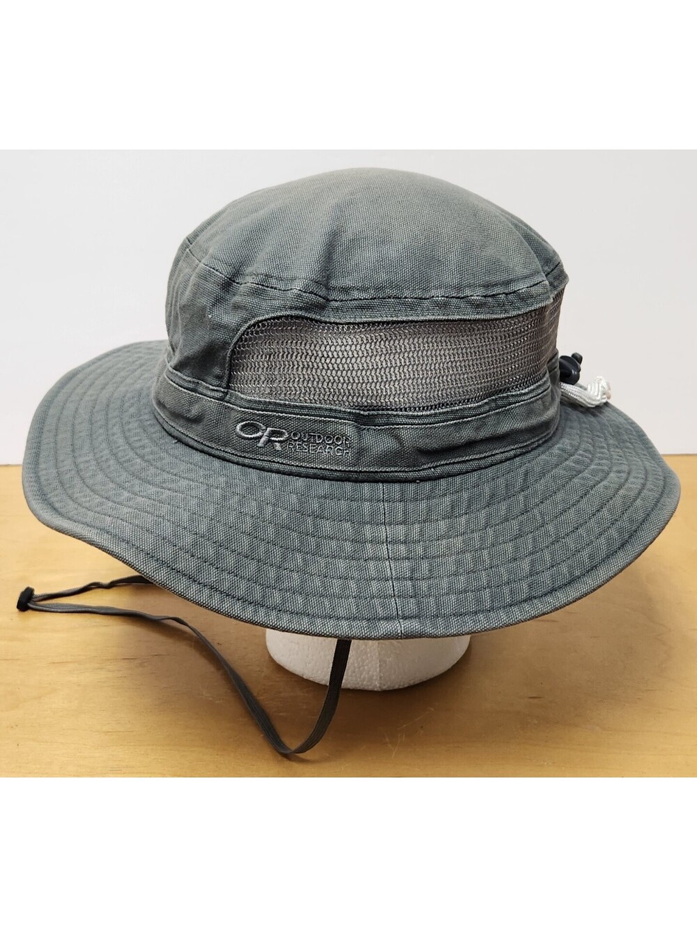 Outdoor Research Boonie Hat Medium Gray Canvas Sun Bucket Mesh Vented Chinstrap